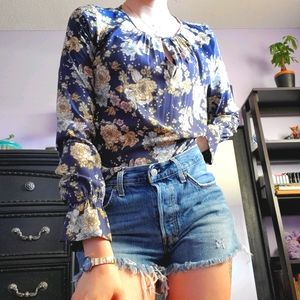Floral navy blouse